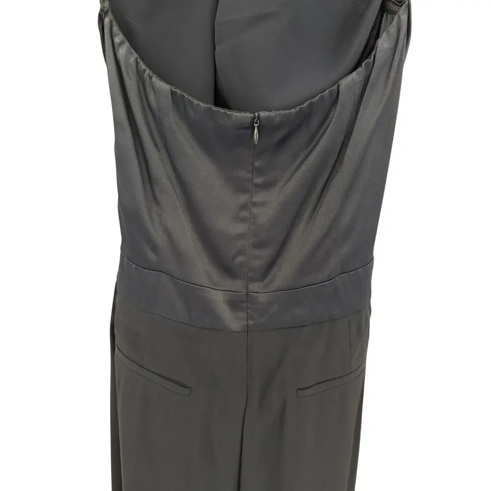 Reiss Corina Halter Neck Wide Leg Jumpsuit Night Navy Tie Waist US 10